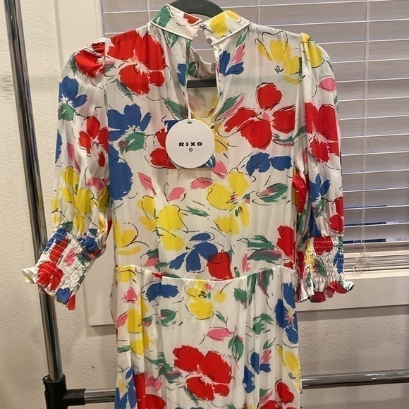 RIXO Target Floral Mock Neck Cascade Ruffle Dress - Picture 5 of 5